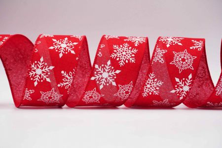 Textured Snowflakes Wired Ribbon_KF7175GC-7-7_red
